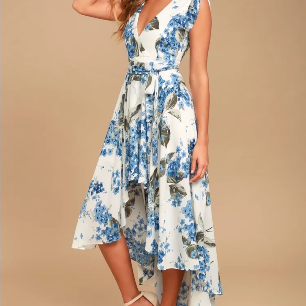Lulu’s French countryside white floral print high-low dress